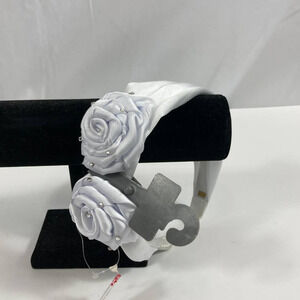 Bari Lynn Girl's Rose Headband w/ Swarovski Crystals White